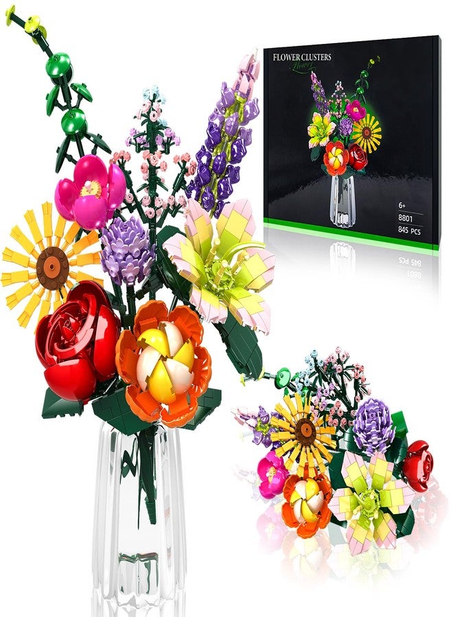 IKIDSUN Flowers Bouquet Building Sets, Artificial Flower Plants for Botanical Collection and Decorative Home, for Girls Women Adults Ages 6+, Birthday Valentine's Day Gift for Her, No Vase - Image 1